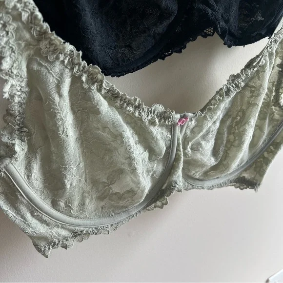 Skims Lace Bras Set Of 3 Size 40D And 38D Green Pink Black Underwire - Picture 7 of 11